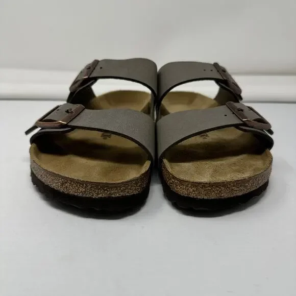 Birkenstock Arizona Slippers Birko Flor Nubuck Stone Size 41 - Picture 2 of 11